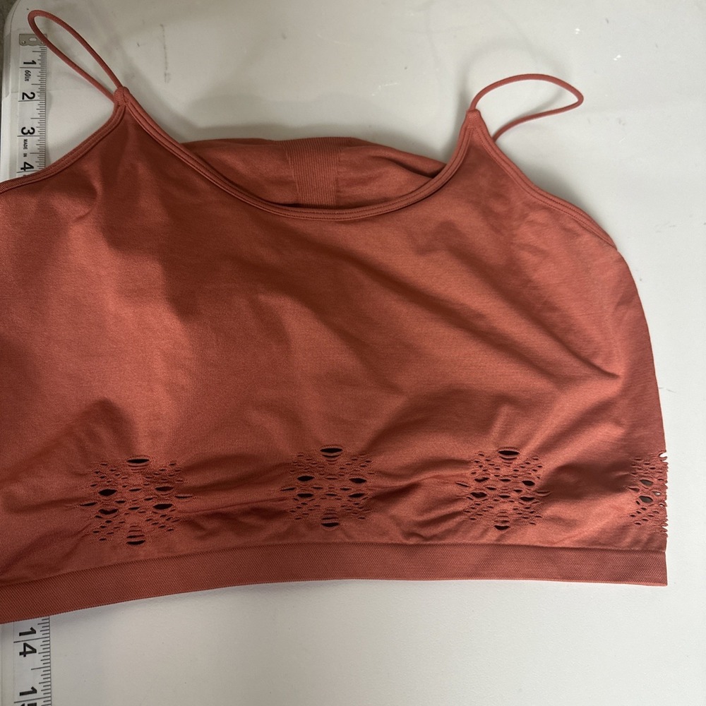 Colsie Bralette XL Orange Seamless Crop Top Lounge Wireless Stretch Cutout - Picture 6 of 8